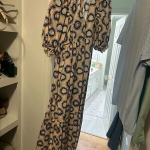HUNTER BELL Blue and Cream Maxi Dress